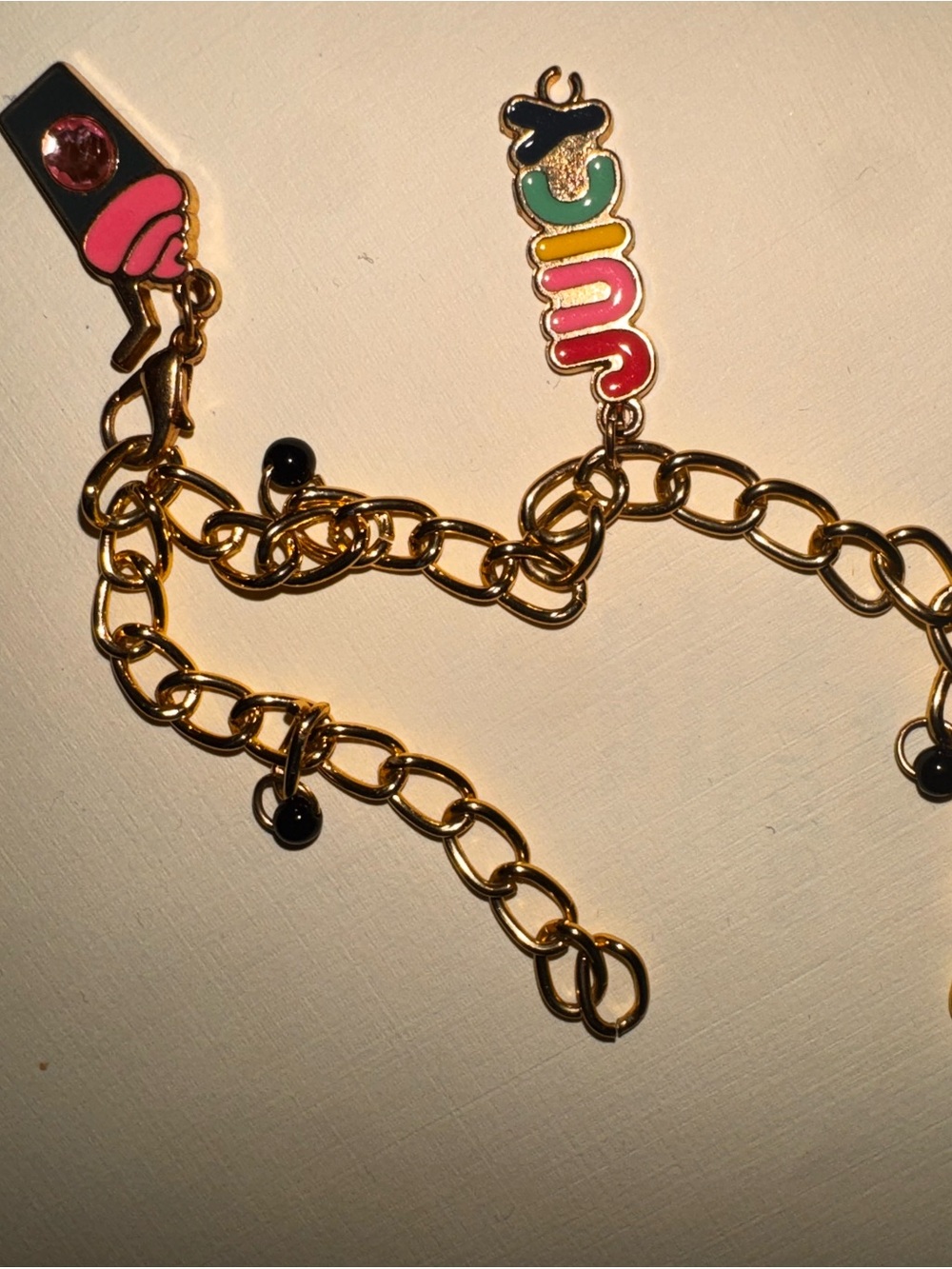 Gold-Tone Chain Bracelet Charms needs repair